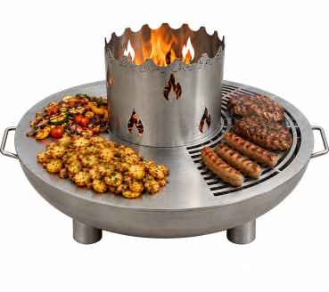 Preview: Grillplatte mit Krone für Feuerschale in Edelstahl